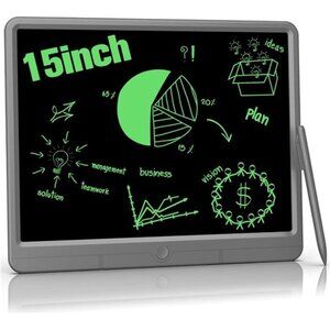 LCD Writing Tablet 15 Inch, Erasable Electronic Writing Pad, Large Doodle Board